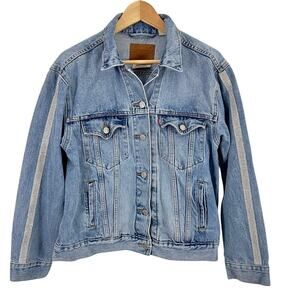 Levi Strauss Jean Jaket Rhinestone Sleeves Women Size Large